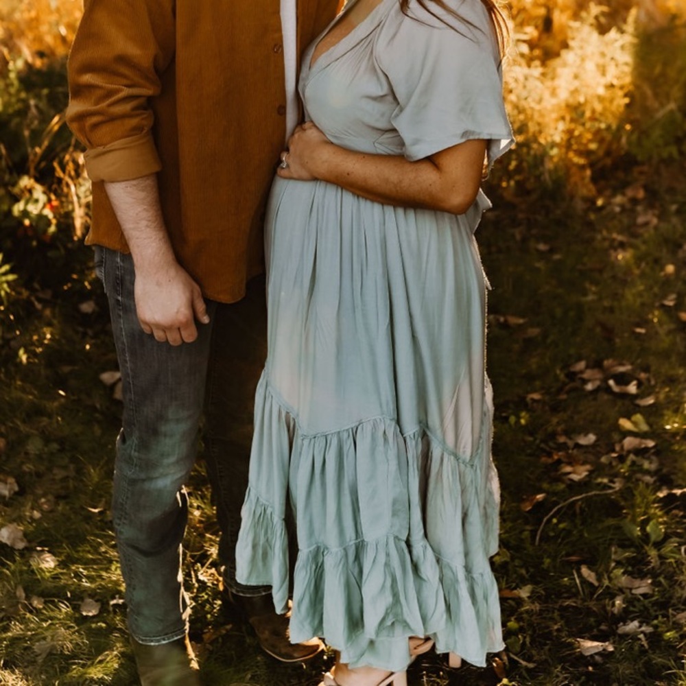 Storia Sage Green Tiered Maxi Dress